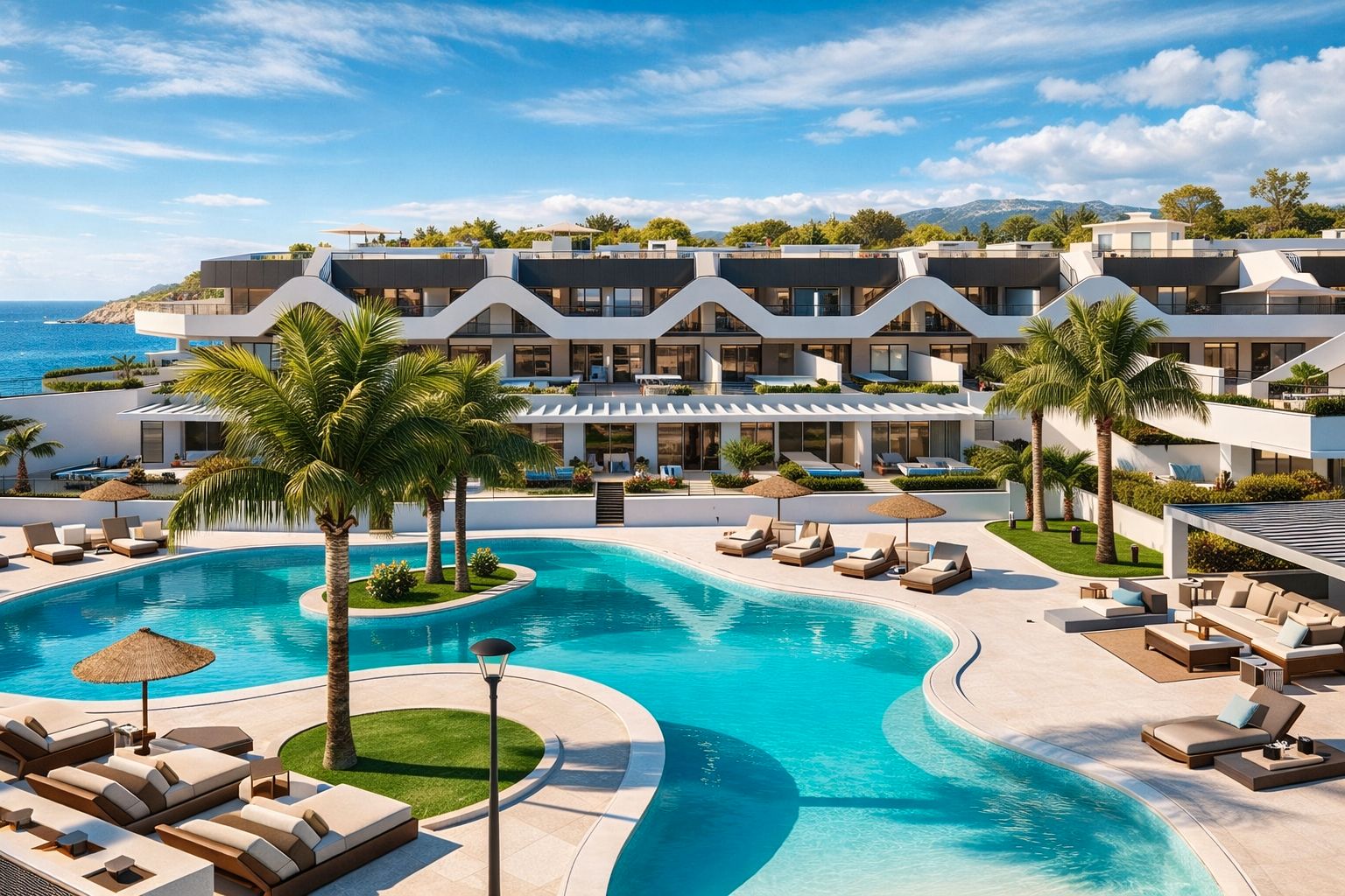 Außenansicht von Wohnung zum Verkauf in Orihuela mit Klimaanlage, Heizung und Privatgarten