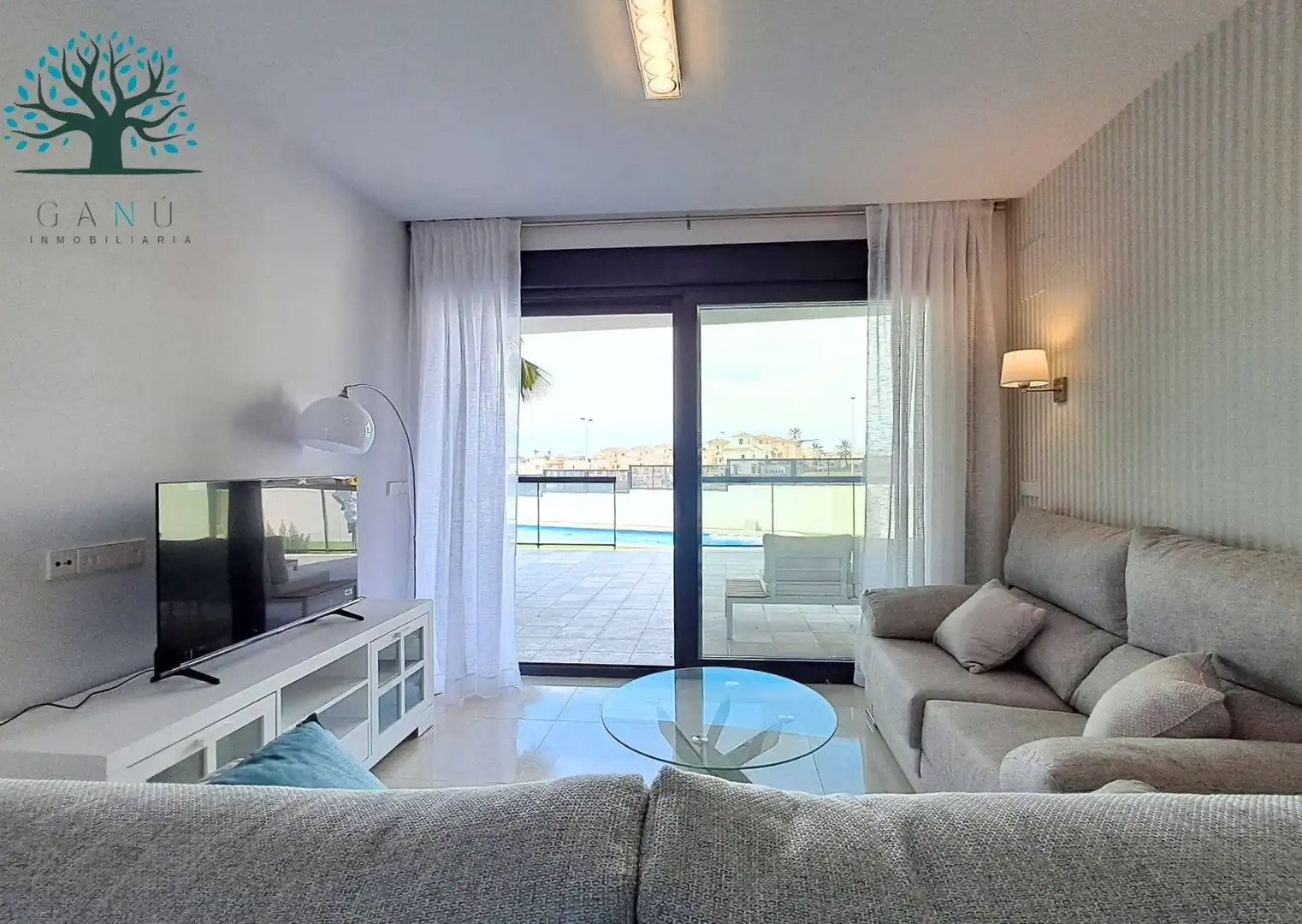 Sala d'estar de Apartament en venda en Mazarrón amb Calefacció, Jardí privat i Terrassa