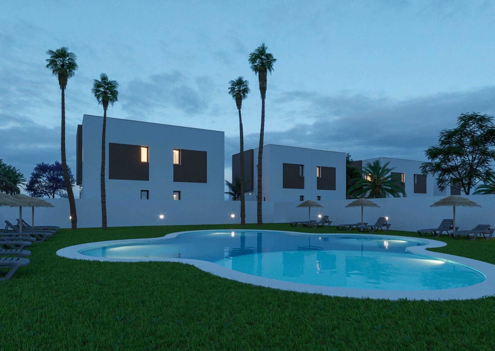 Swimming pool of Single-family semi-detached for sale in Elche / Elx  with Air Conditioner, Private garden and Terrace