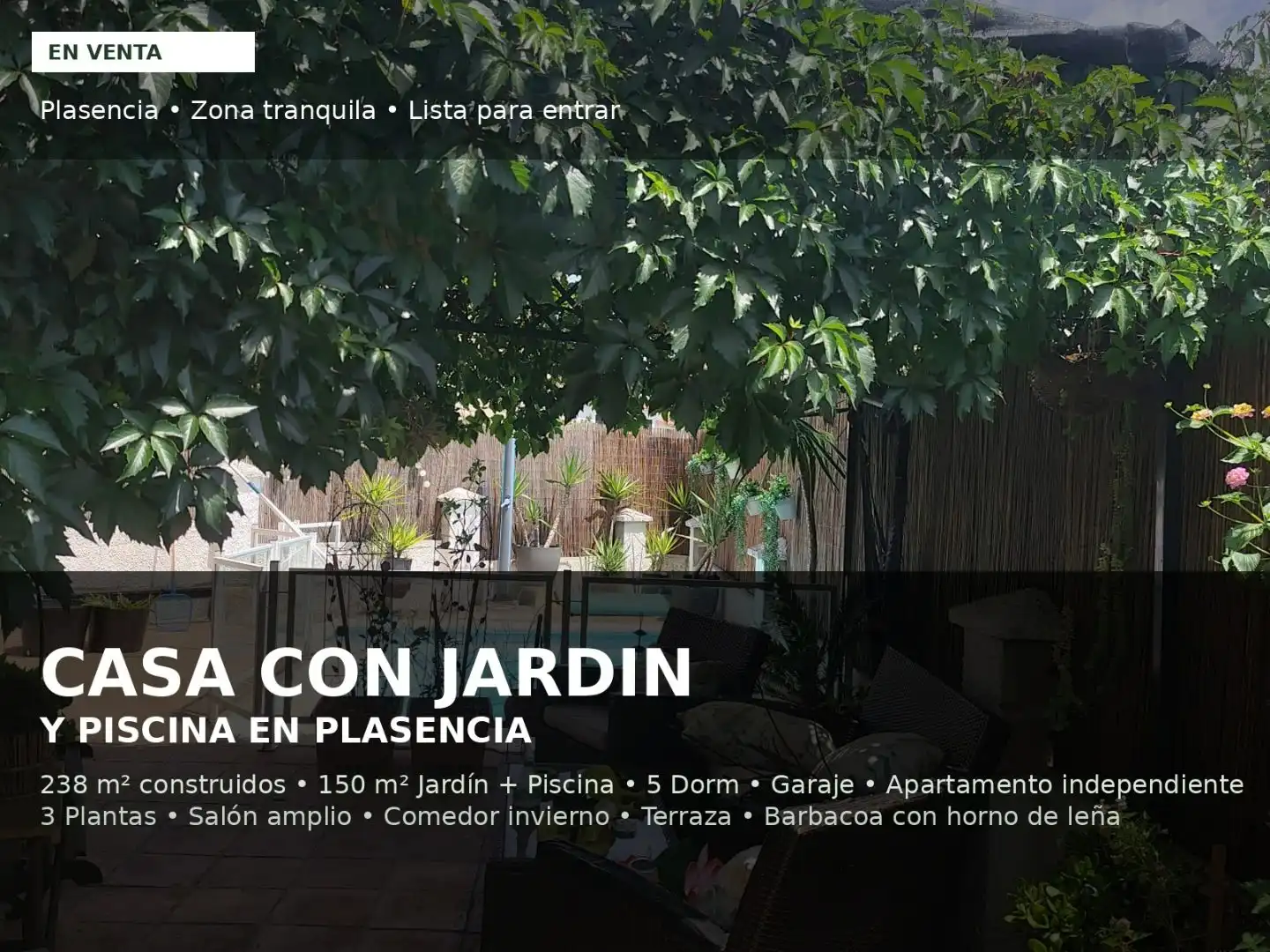 Jardí de Casa o xalet en venda en Plasencia amb Aire condicionat, Terrassa i Piscina