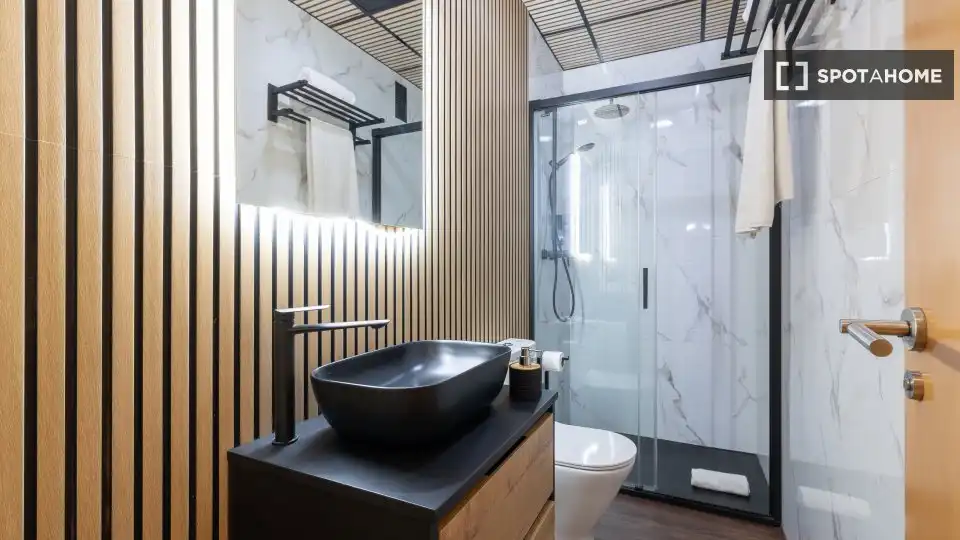 Bany de Apartament per a compartir en Málaga amb Aire condicionat, Terrassa i Moblat