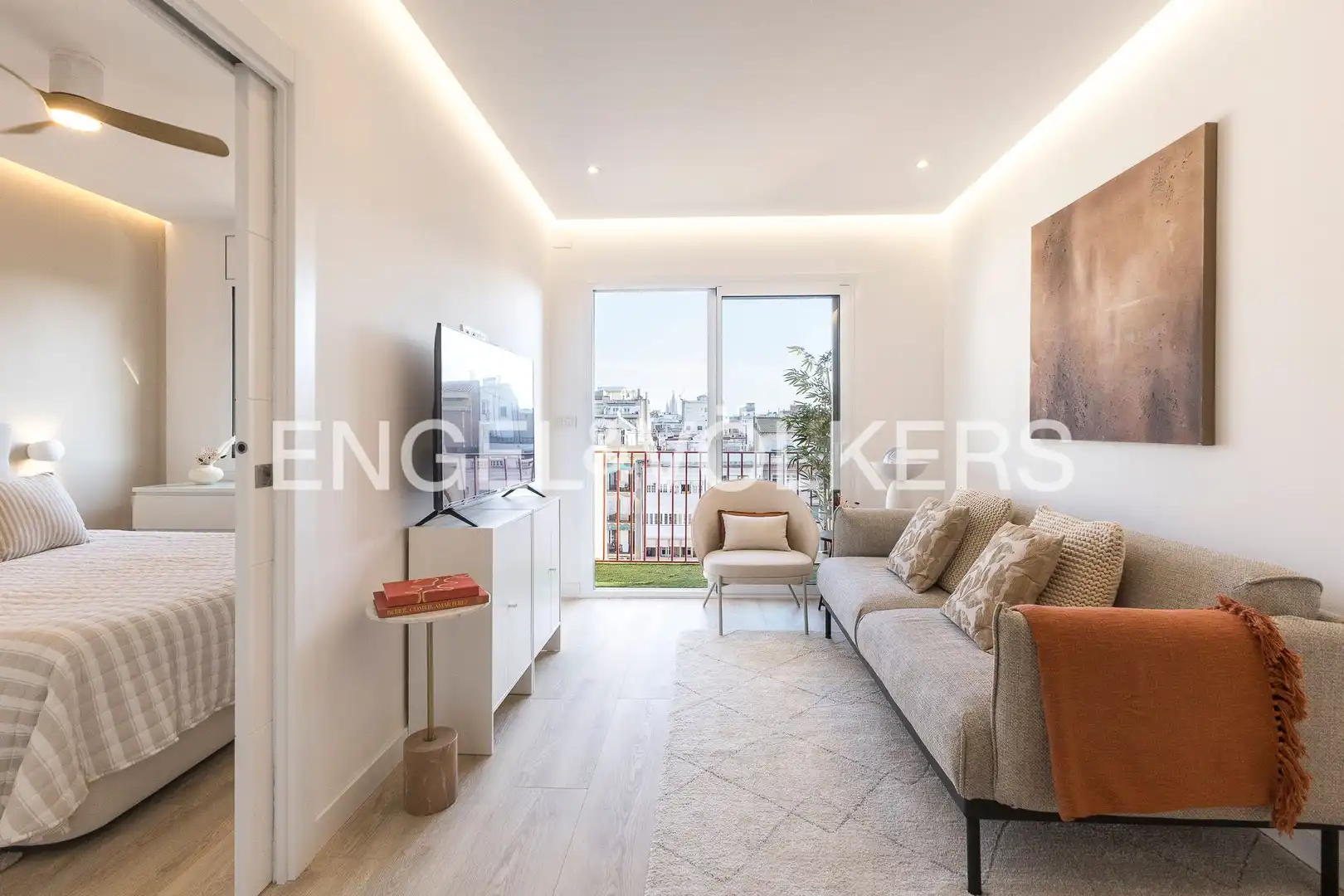 Sala de estar de Ático en venta en Barcelona con Aire acondicionado, Calefacción y Parquet