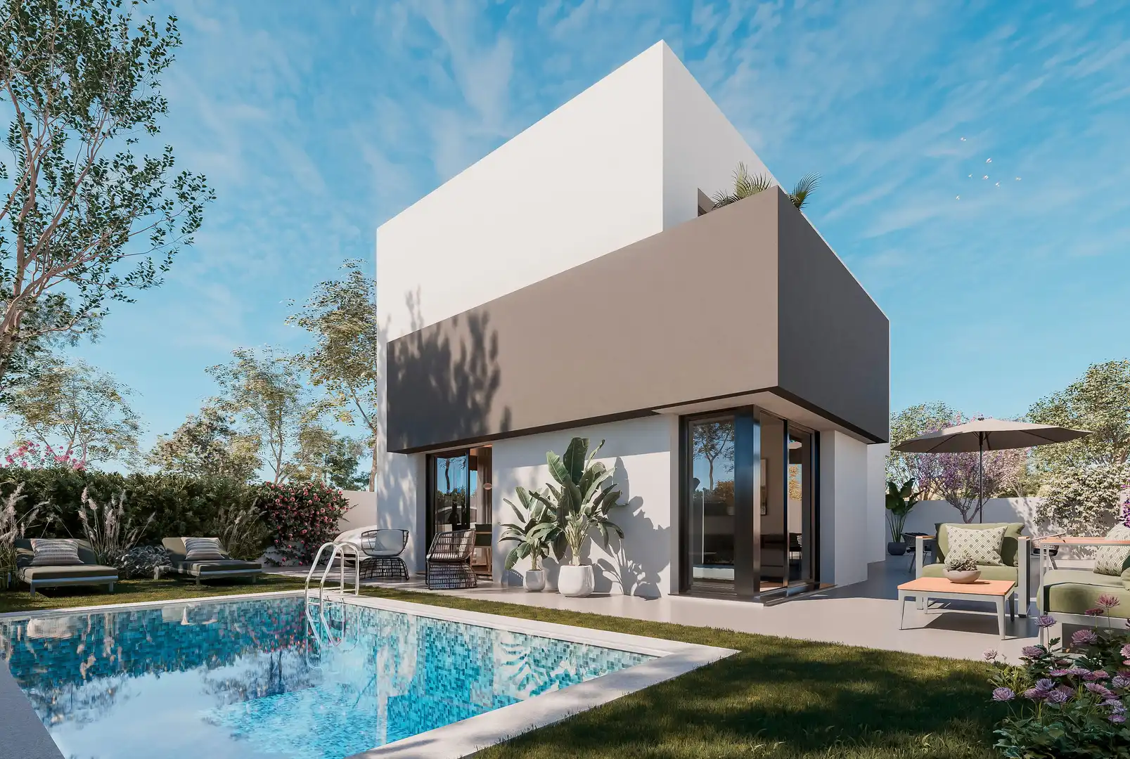 Vista exterior de Casa o xalet en venda en Alcalá de Guadaira amb Aire condicionat, Jardí privat i Piscina