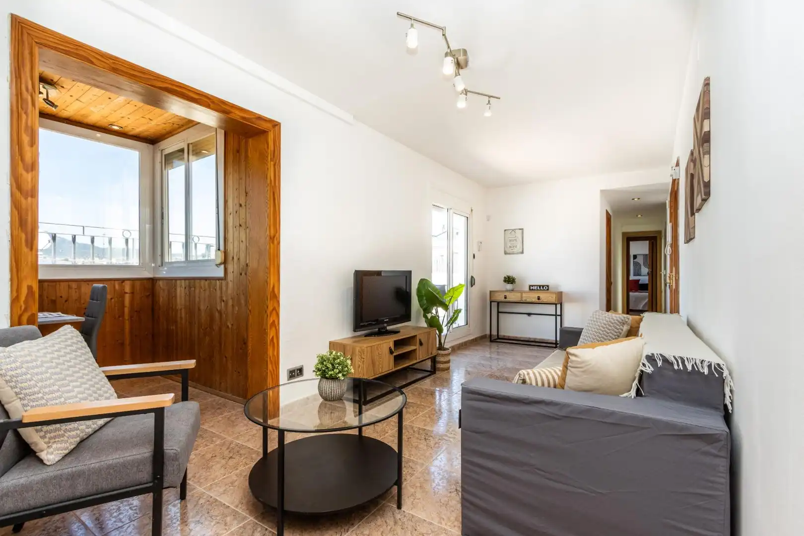Wohnzimmer von Dachboden zum Verkauf in Terrassa mit Klimaanlage, Heizung und Terrasse