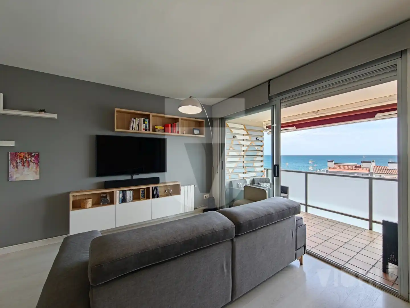 Sala de estar de Piso en venta en Montgat con Aire acondicionado, Calefacción y Parquet