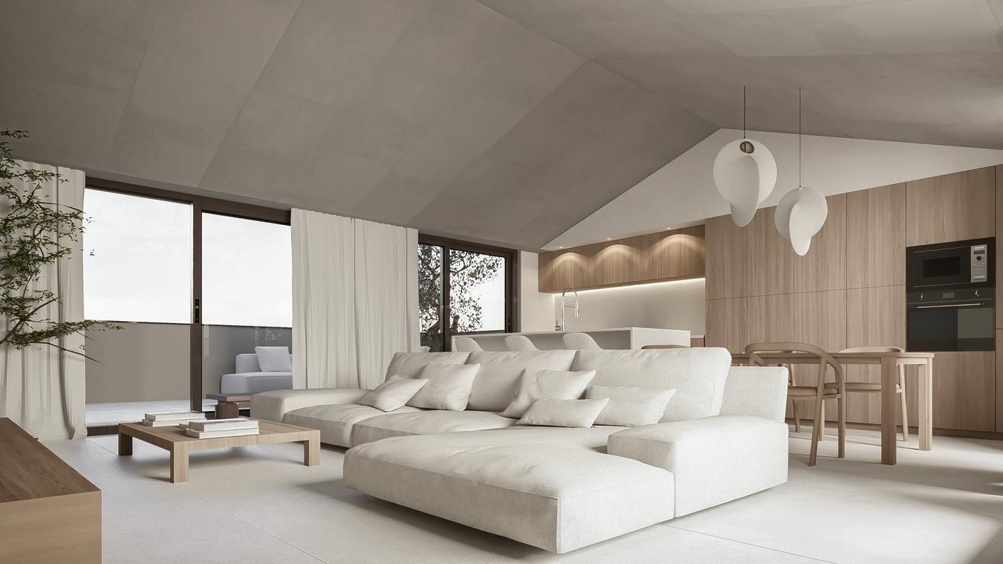 Sala d'estar de Àtic en venda en Teià amb Aire condicionat, Parquet i Terrassa