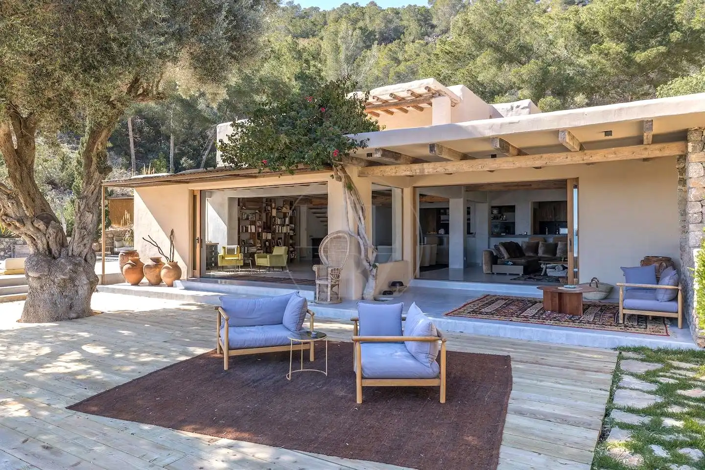 Terrasse von Haus oder Chalet zur Miete in Sant Josep de sa Talaia mit Klimaanlage, Privatgarten und Schwimmbad