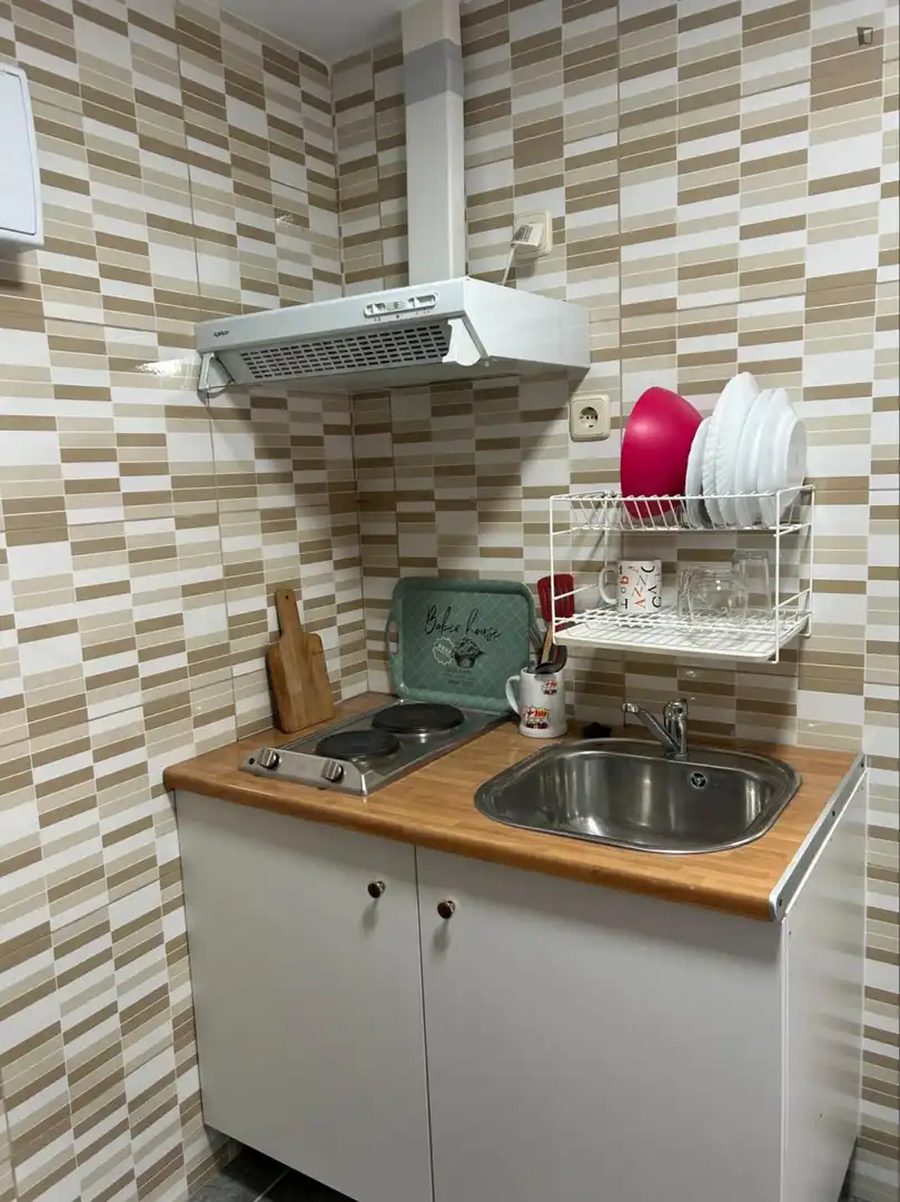 Cocina de Estudio de alquiler en L'Hospitalet de Llobregat con Aire acondicionado, Calefacción y Amueblado