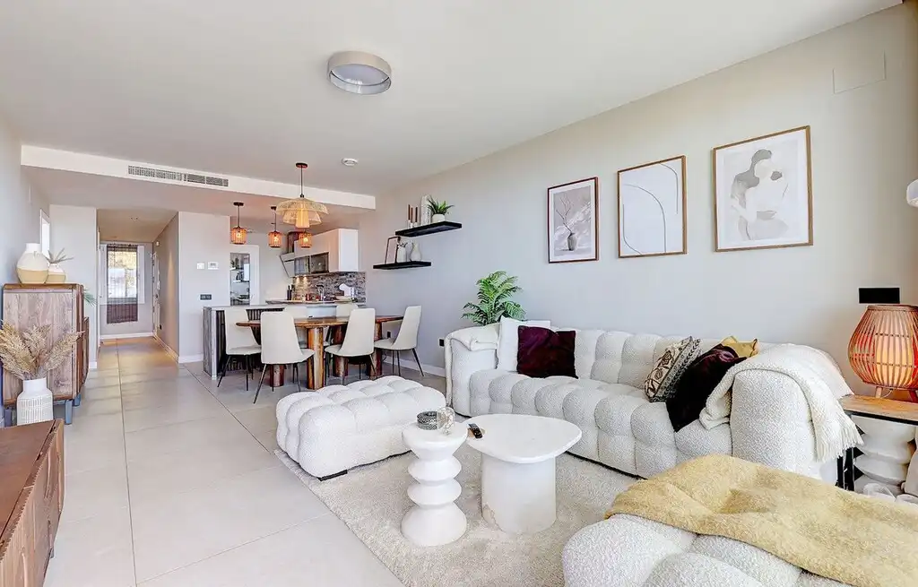 Sala de estar de Apartamento en venta en Benalmádena con Aire acondicionado, Calefacción y Jardín privado