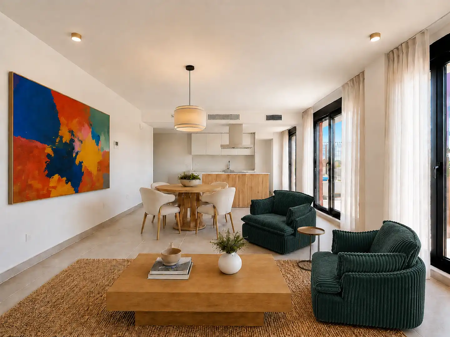 Sala de estar de Planta baja en venta en Mijas con Aire acondicionado, Terraza y Piscina