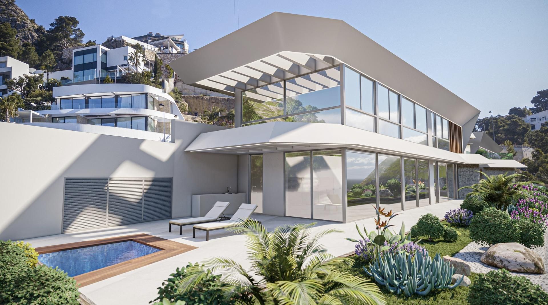 Vista exterior de Casa o xalet en venda en Calpe / Calp amb Aire condicionat, Jardí privat i Terrassa