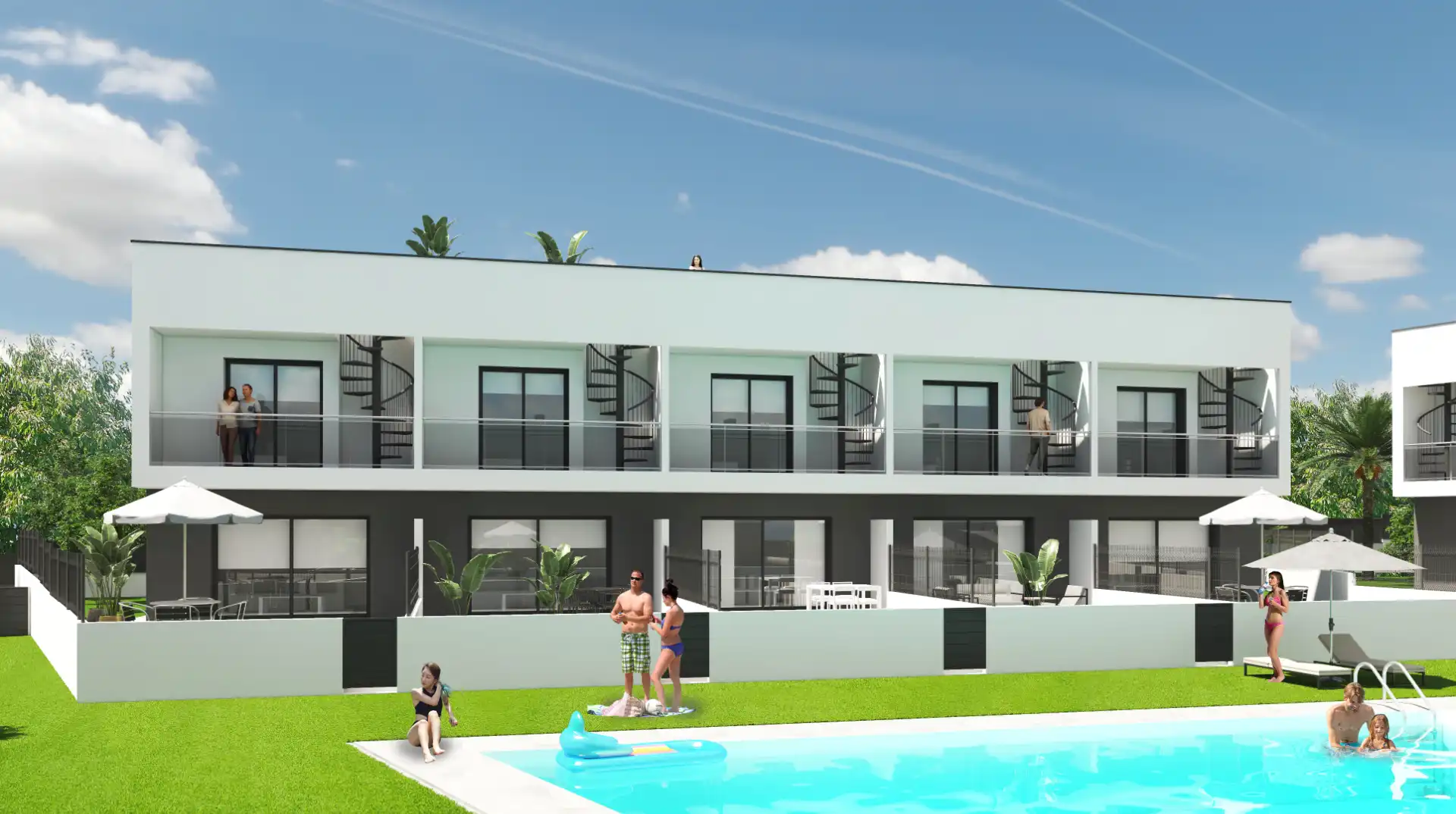 Außenansicht von Einfamilien-Reihenhaus zum Verkauf in El Vendrell mit Klimaanlage, Heizung und Privatgarten
