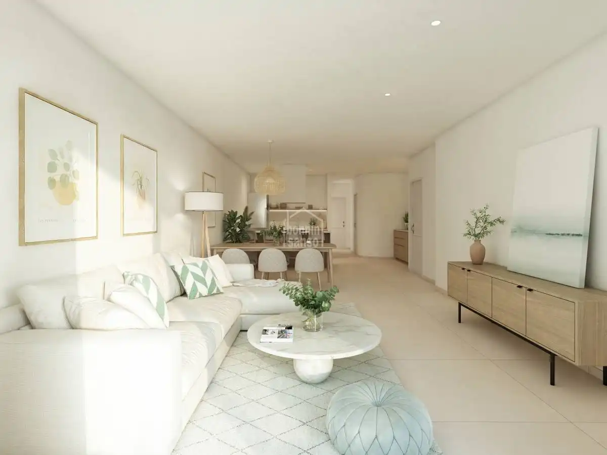 Sala de estar de Apartamento en venta en Es Mercadal con Jardín privado, Terraza y Piscina