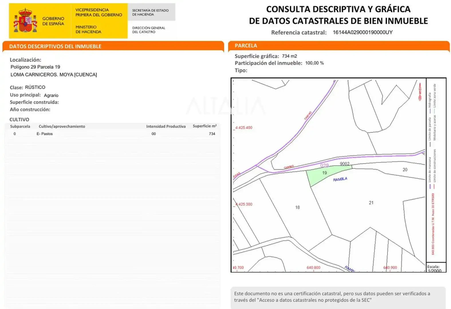 Terreno en venta en Moya (Cuenca)