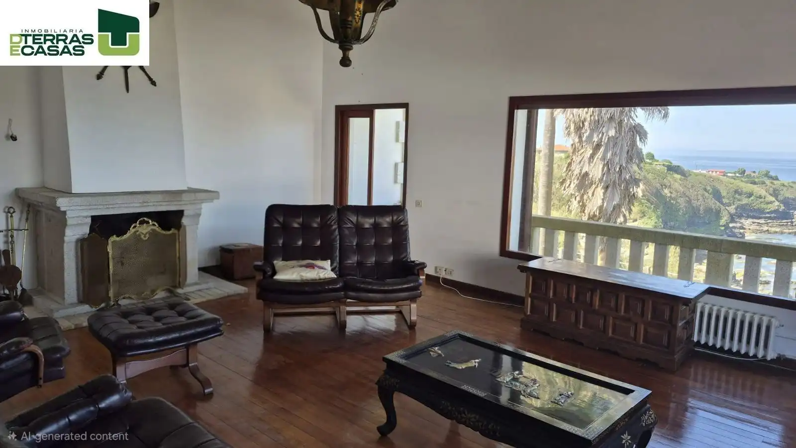 Wohnzimmer von Haus oder Chalet zur Miete in Sanxenxo mit Klimaanlage, Privatgarten und Parkett