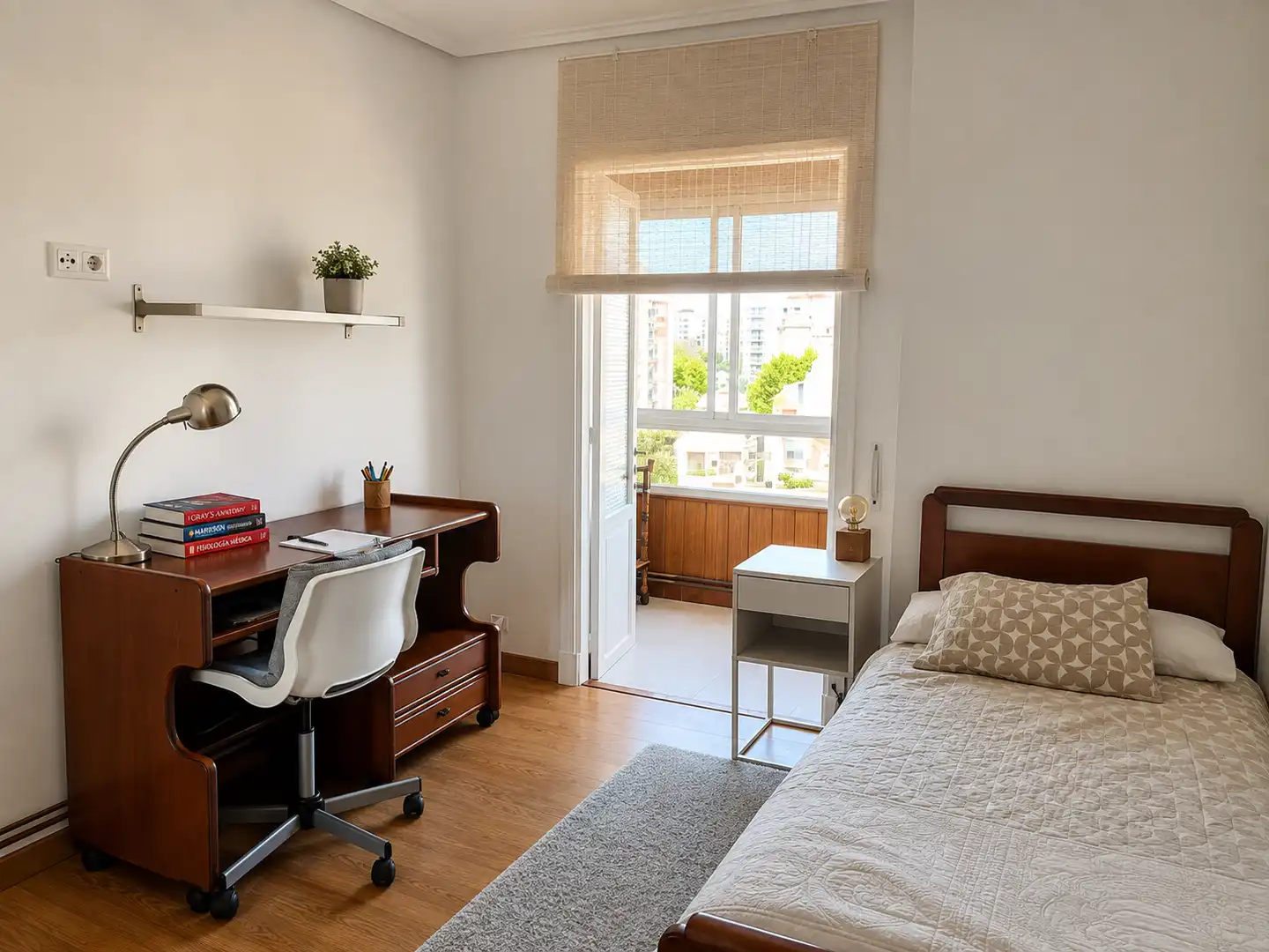 Bedroom of Flat for rent in Santander  with Heating, Terrace and Furnished