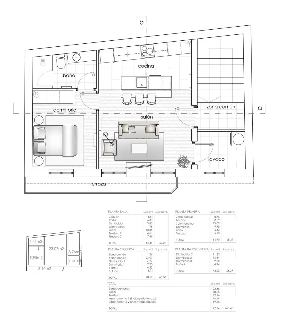 Maisonette zum Verkauf in Miño mit Terrasse, Abstellraum und Balkon