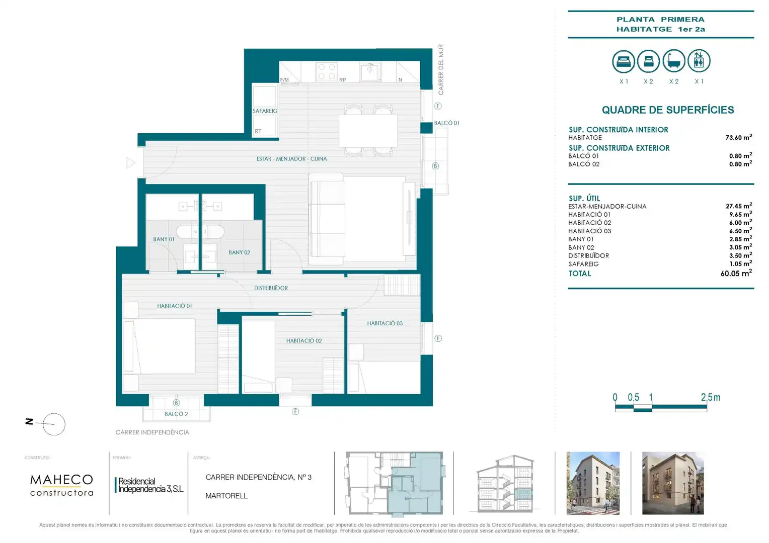 Piso de obra nueva con terraza en venta en Carrer Independència 3