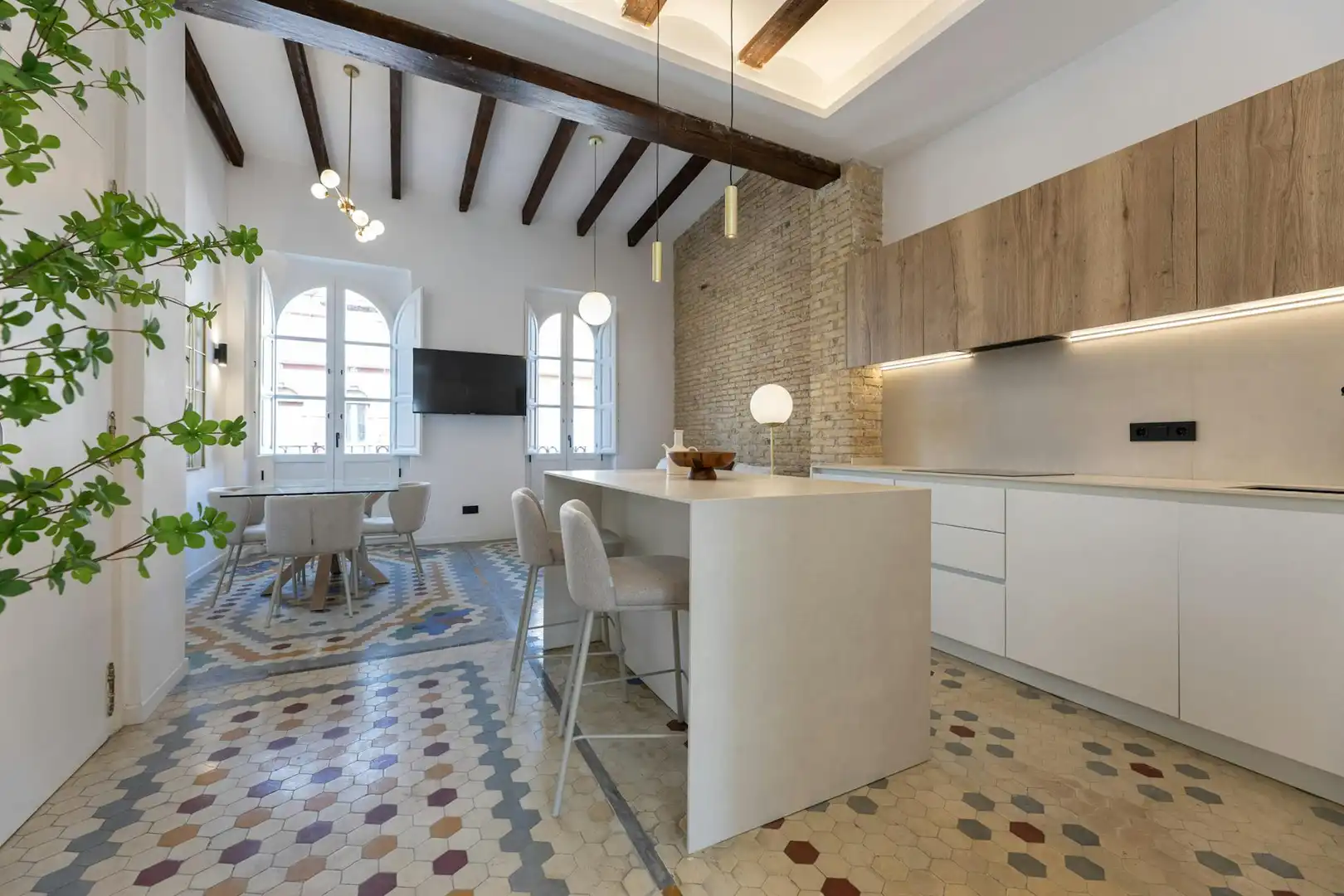 Kitchen of Flat for rent in Valencia  with Washing machine, TV and Pets allowed