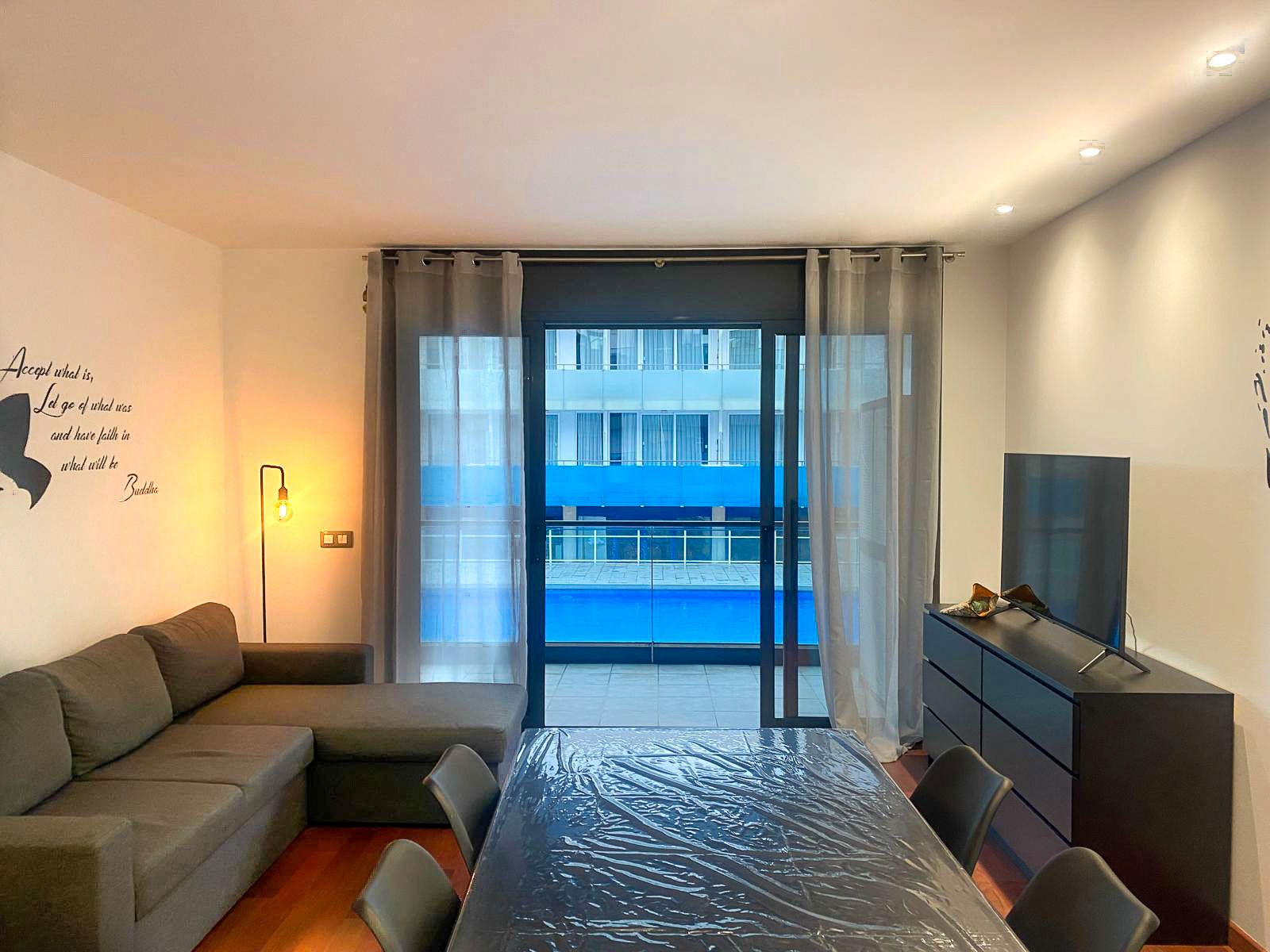 Sala d'estar de Apartament en venda en Palamós amb Calefacció, Parquet i Terrassa