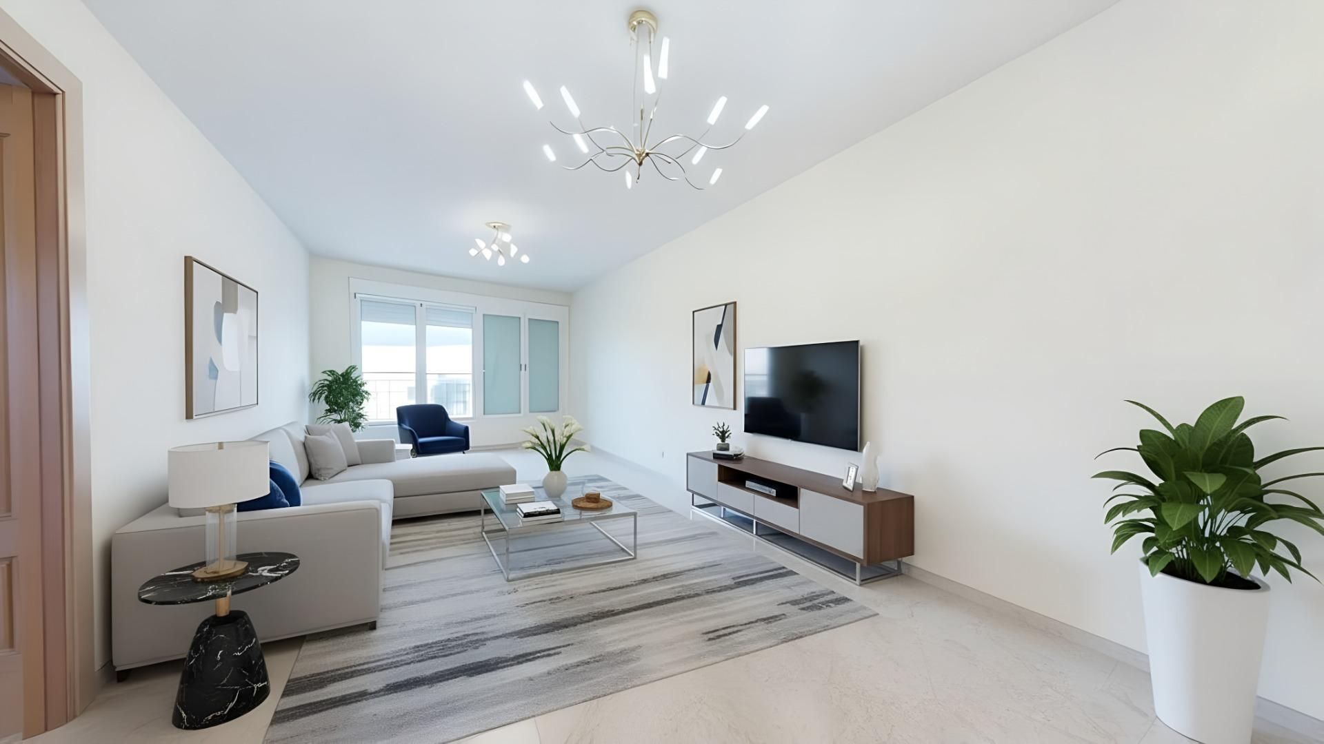 Living room of Flat for sale in  Madrid Capital  with Heating, Private garden and Terrace