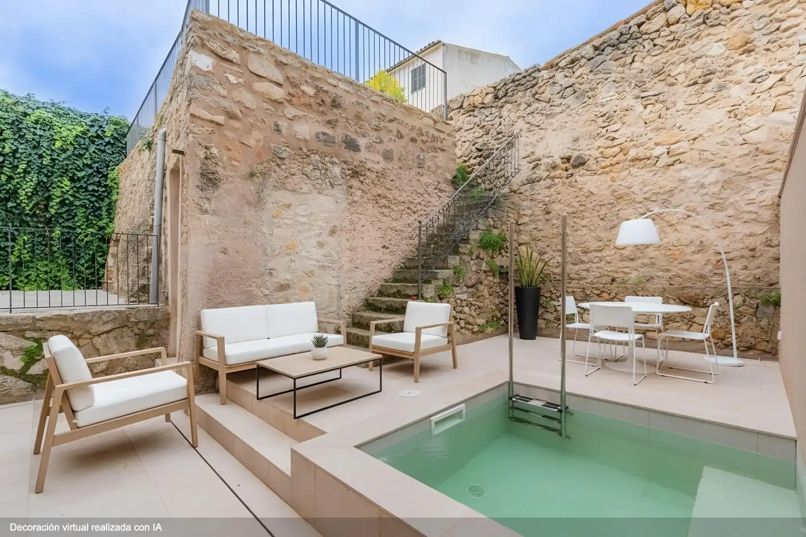 Terrasse von Einfamilien-Reihenhaus zum Verkauf in Mancor de la Vall mit Klimaanlage, Heizung und Terrasse