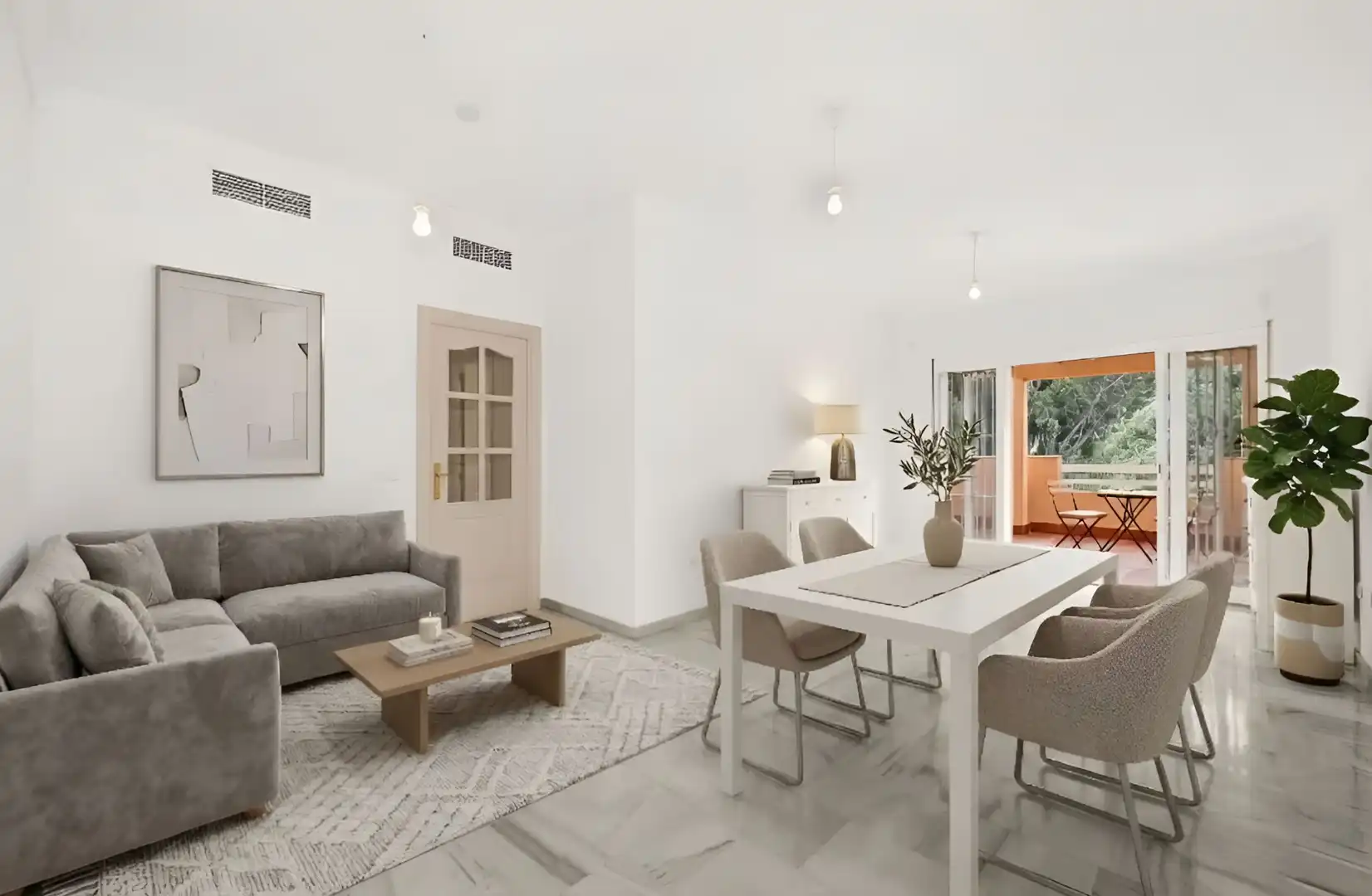 Wohnzimmer von Wohnung zum Verkauf in Marbella mit Klimaanlage, Heizung und Terrasse