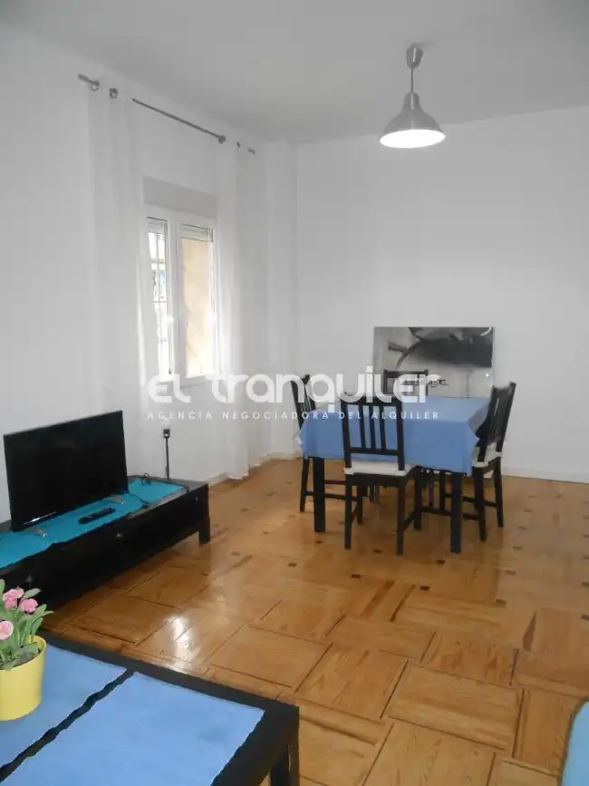 Living room of Flat for rent in Madrid  with Parquet flooring, Terrace and Furnished