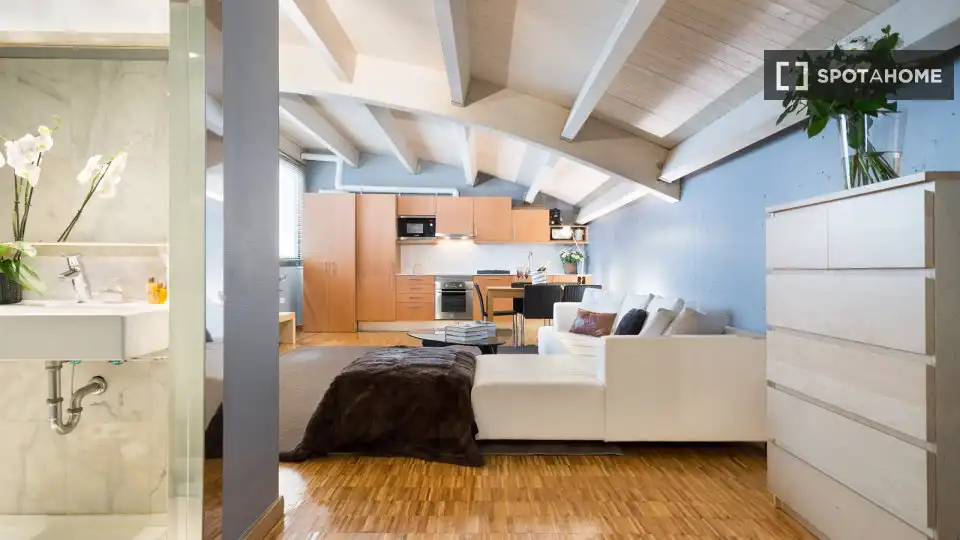 Sala d'estar de Apartament per a compartir en Barcelona amb Aire condicionat, Terrassa i Moblat