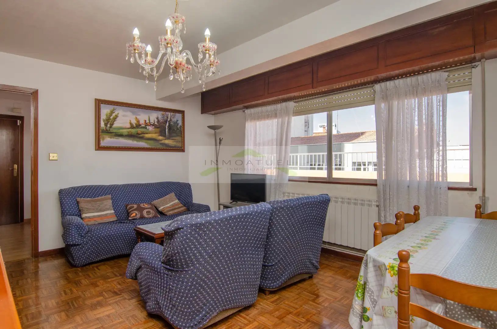 Wohnzimmer von Wohnung zur Miete in A Coruña Capital  mit Heizung, Parkett und Terrasse