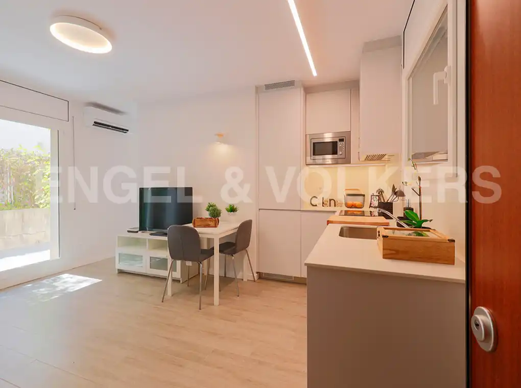 Cocina de Piso de alquiler en Barcelona con Aire acondicionado, Calefacción y Jardín privado