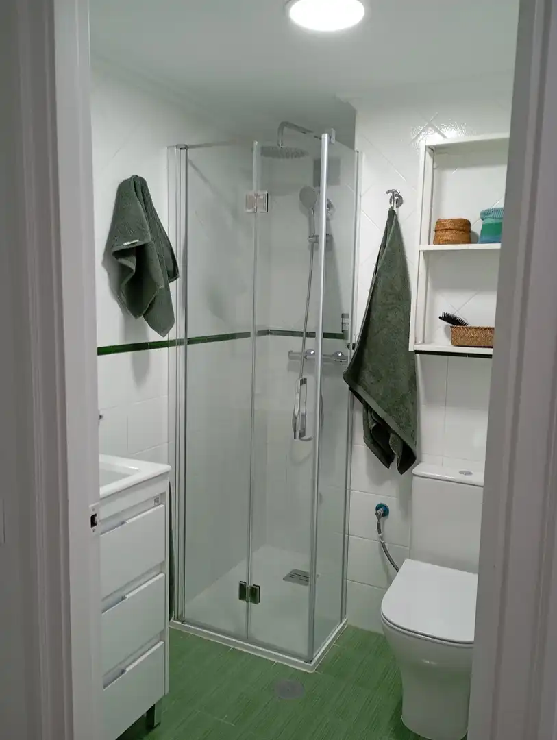 Badezimmer von Wohnung zur Miete in Gijón  mit Heizung, Parkett und Möbliert