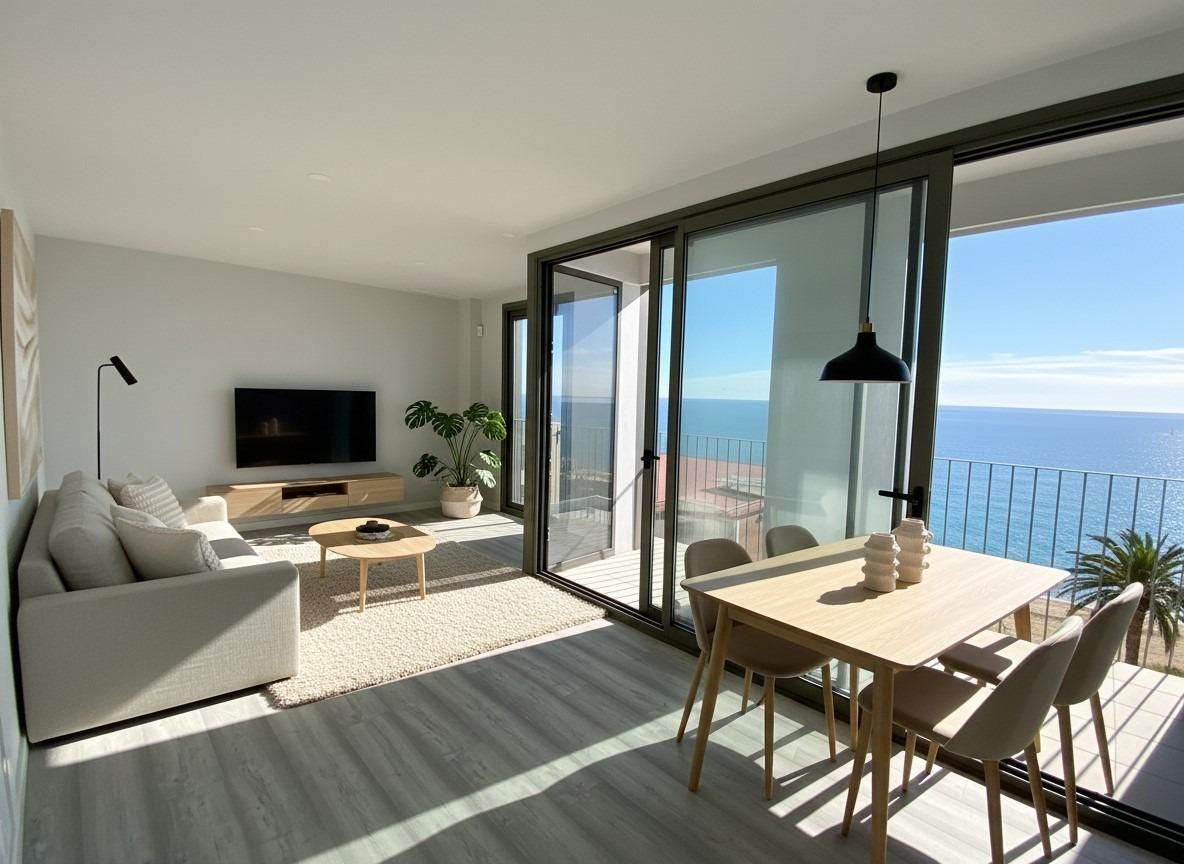 Wohnzimmer von Dachboden zum verkauf in Montgat mit Klimaanlage, Parkett und Terrasse