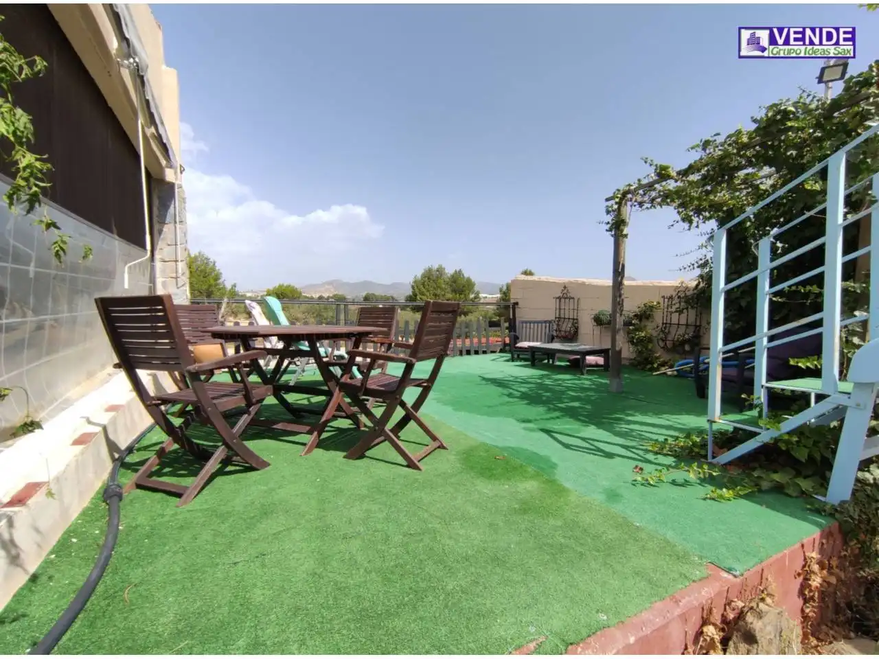 Terraza de Finca rústica en venta en Sax con Aire acondicionado, Jardín privado y Terraza