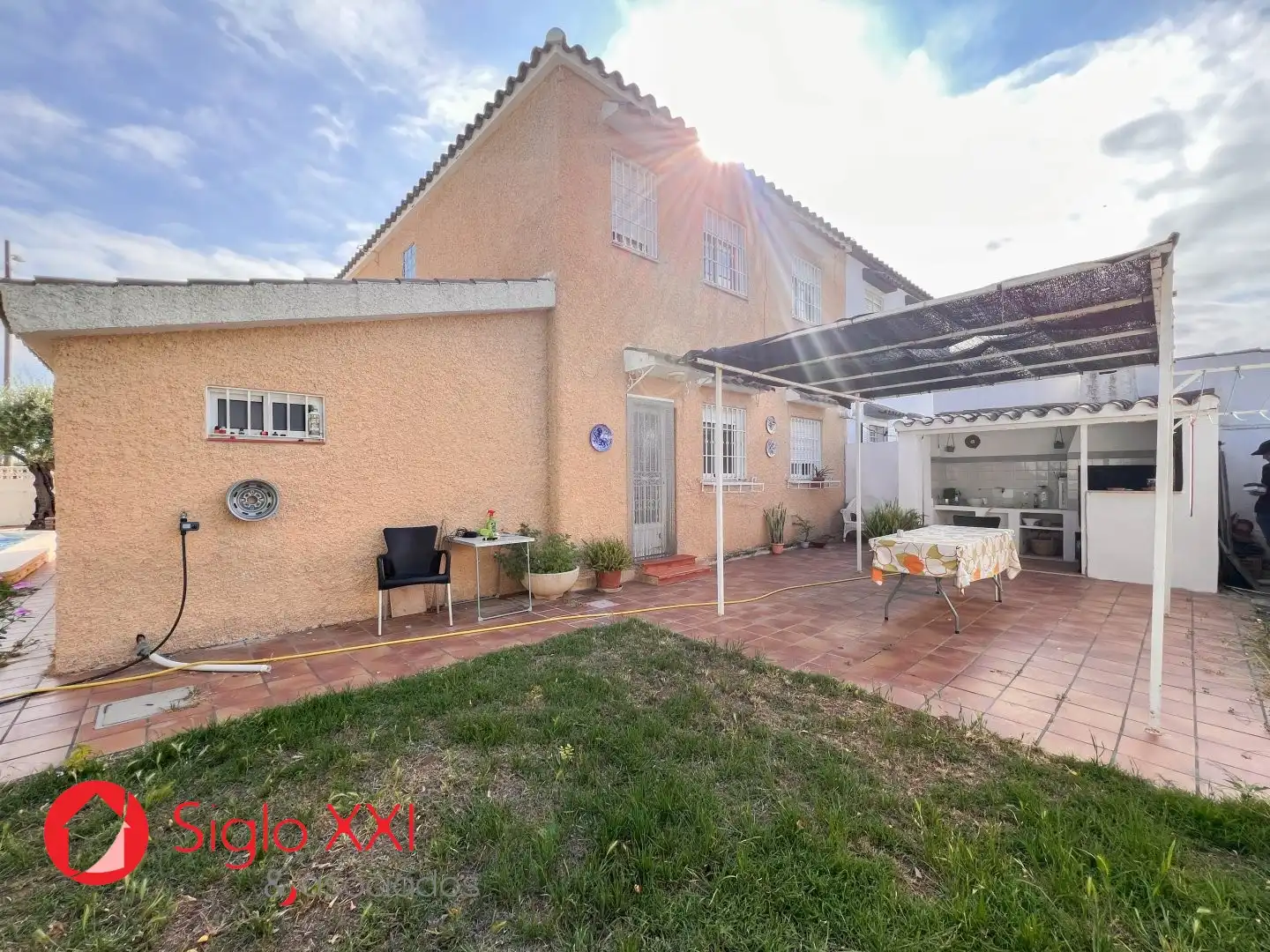 Garten von Einfamilien-Reihenhaus zum Verkauf in Castellón de la Plana / Castelló de la Plana mit Klimaanlage, Heizung und Terrasse