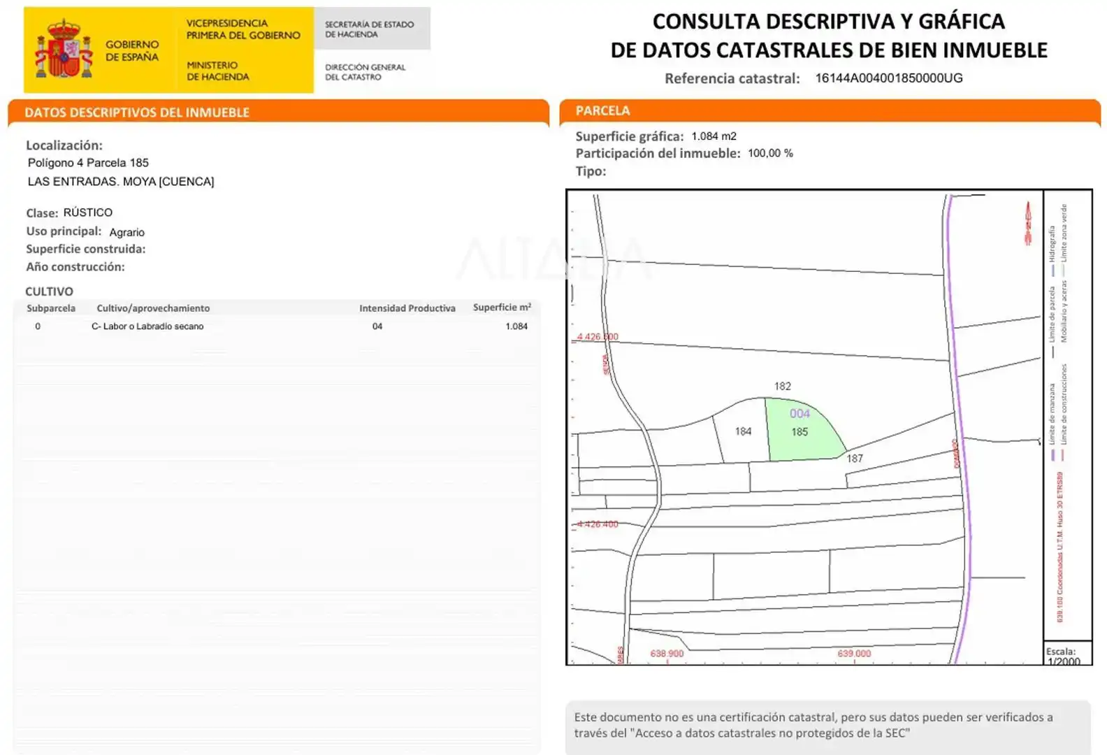 Terreno en venta en Moya (Cuenca)