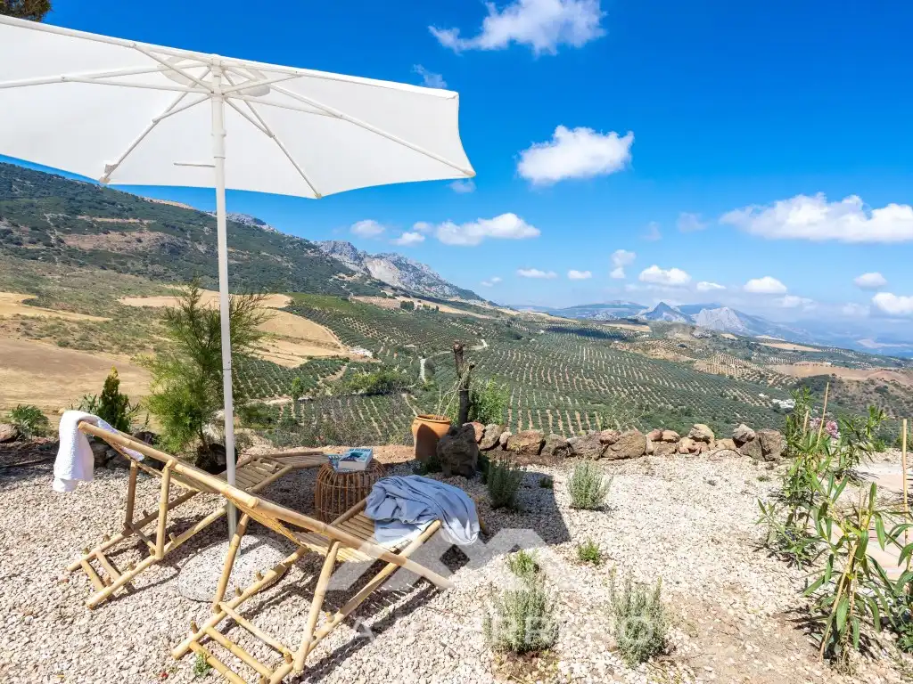 Terrassa de Finca rústica de lloguer en Colmenar amb Piscina