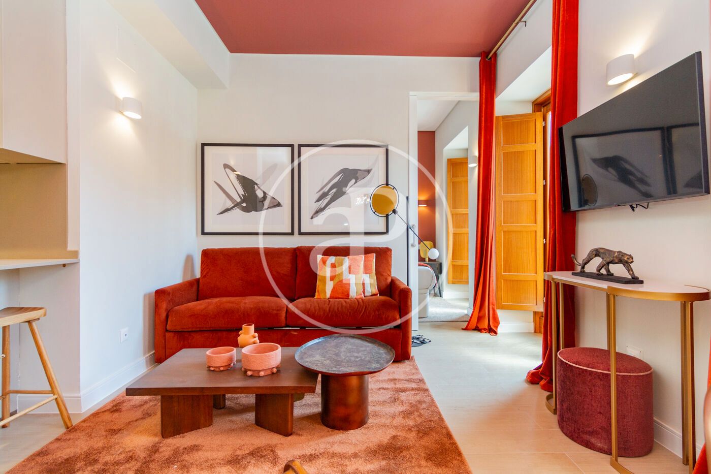 Living room of Flat to rent in  Madrid Capital  with Air Conditioner, Heating and Furnished