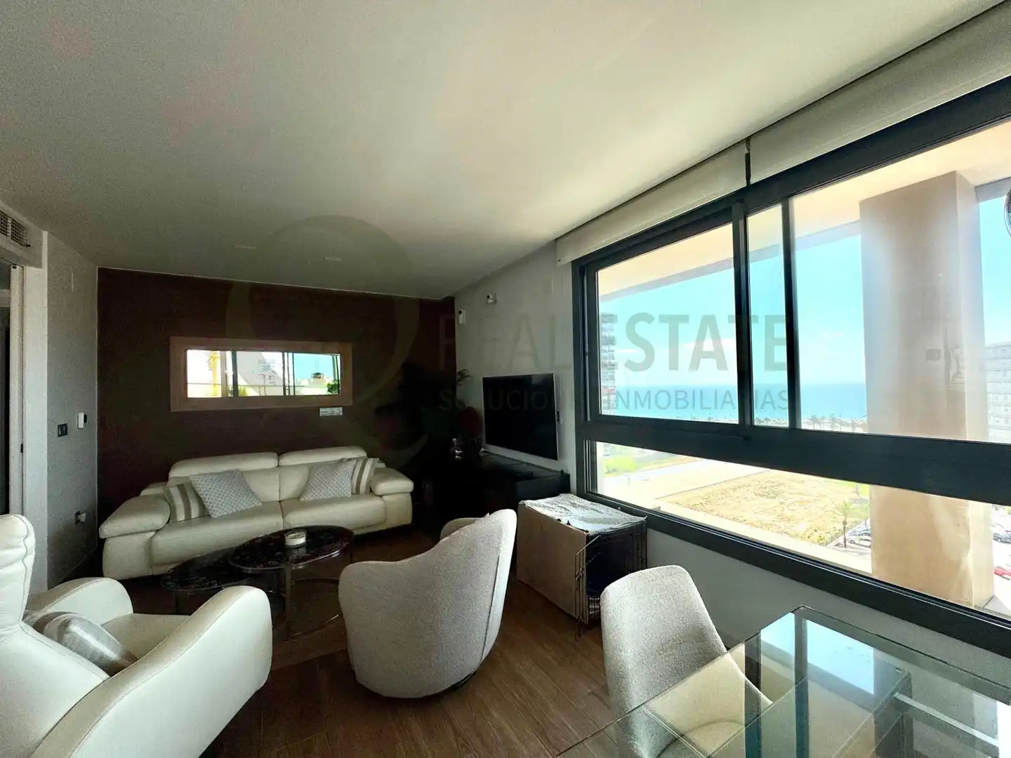 Sala d'estar de Àtic de lloguer en Alicante / Alacant amb Aire condicionat, Jardí privat i Terrassa