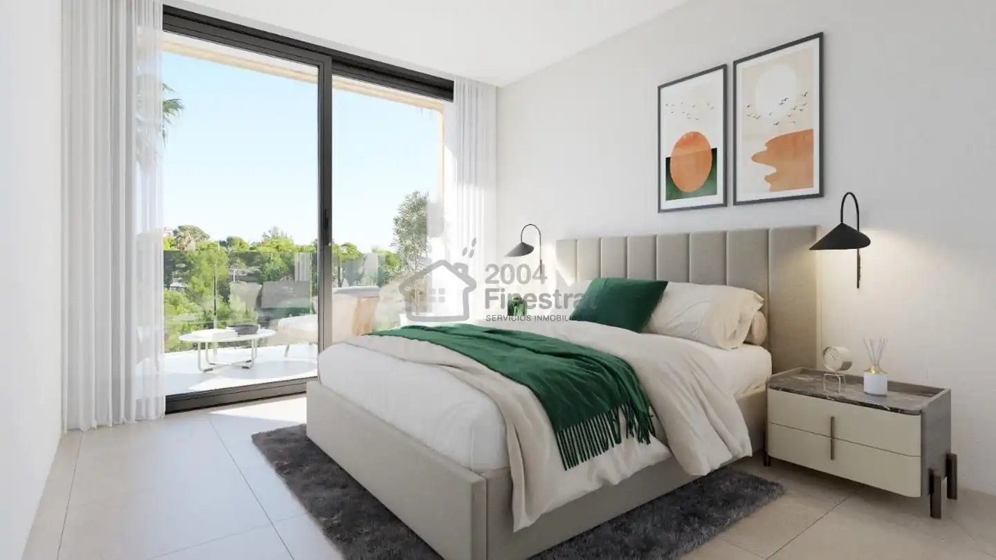 Dormitori de Casa adosada en venda en Finestrat amb Jardí privat, Terrassa i Piscina comunitària