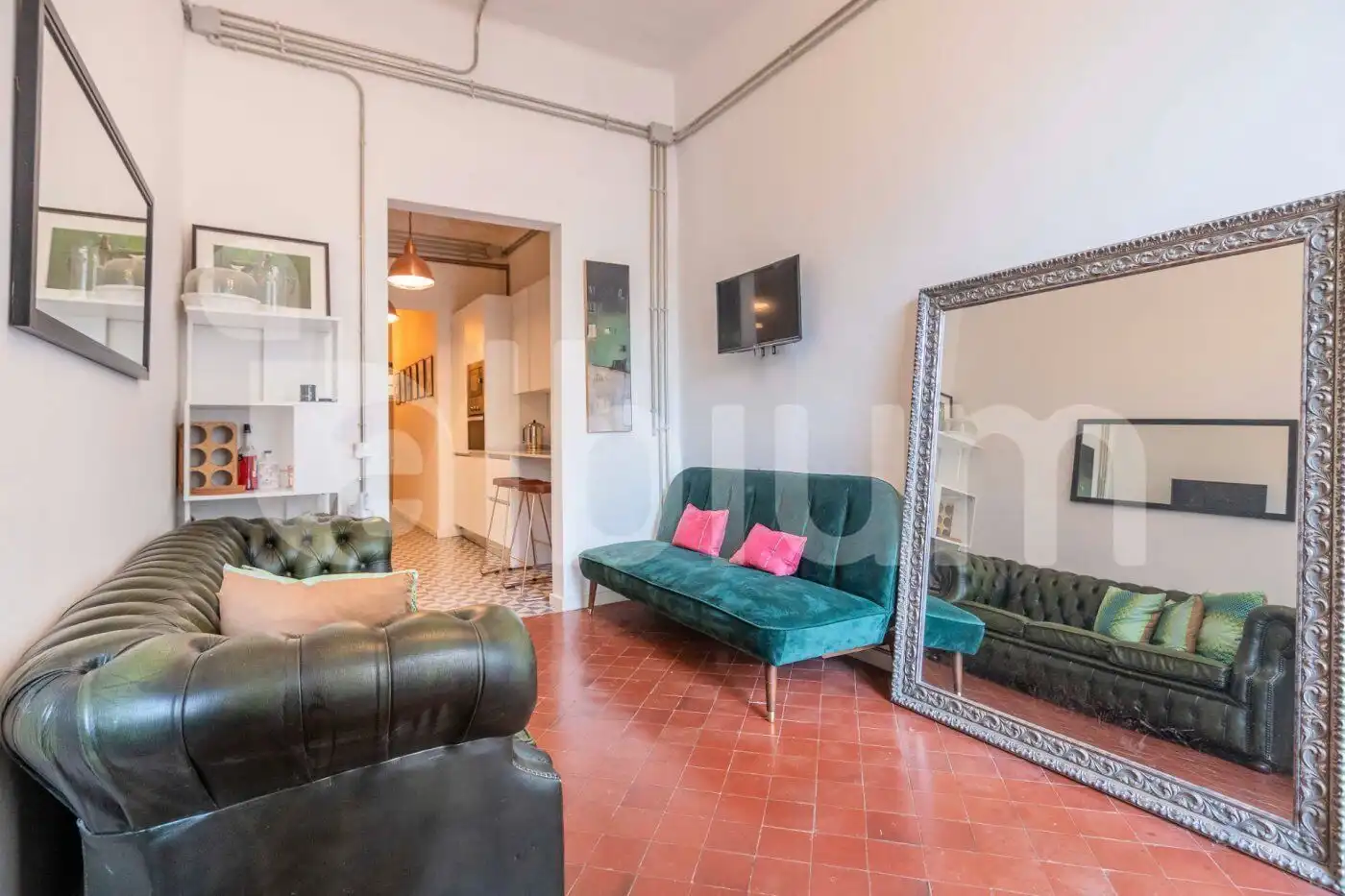 Wohnzimmer von Wohnung zum Verkauf in Barcelona mit Klimaanlage und Terrasse