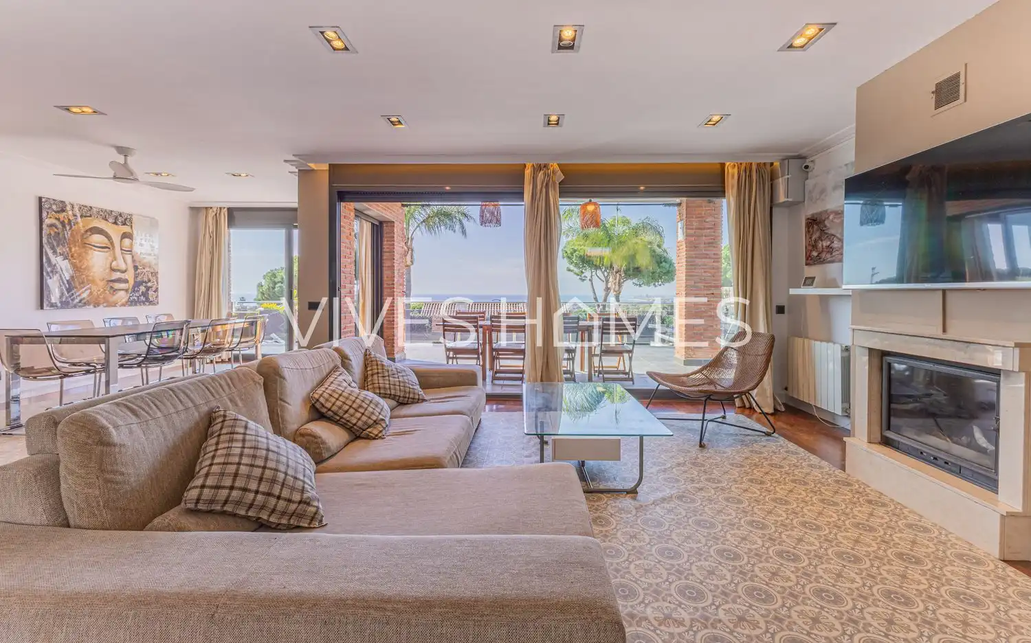 Sala de estar de Casa o chalet en venta en Caldes d'Estrac con Aire acondicionado, Calefacción y Jardín privado