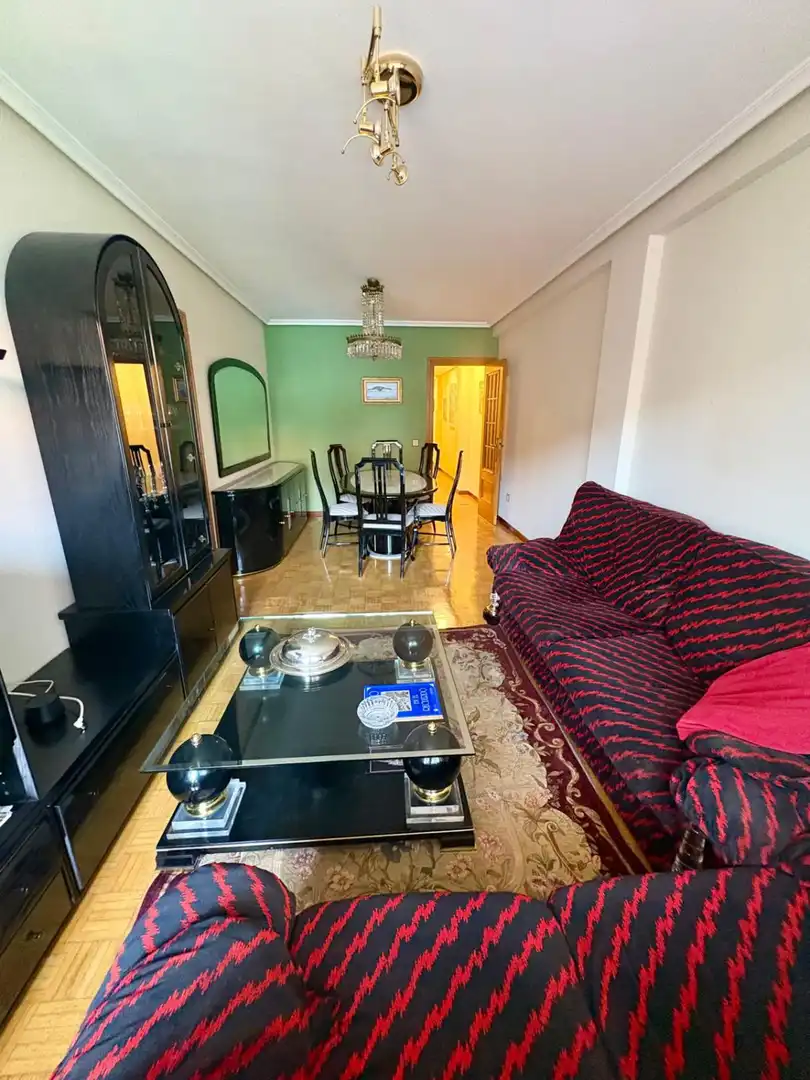 Sala d'estar de Pis de lloguer en Oviedo  amb Calefacció, Moblat i Balcó