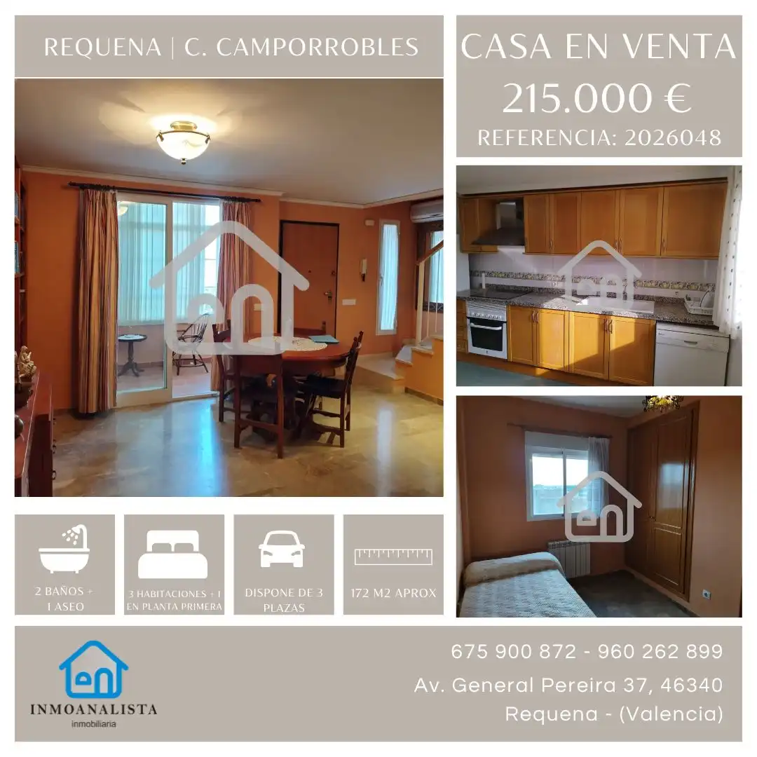 Küche von Einfamilien-Reihenhaus zum Verkauf in Requena mit Klimaanlage und Balkon