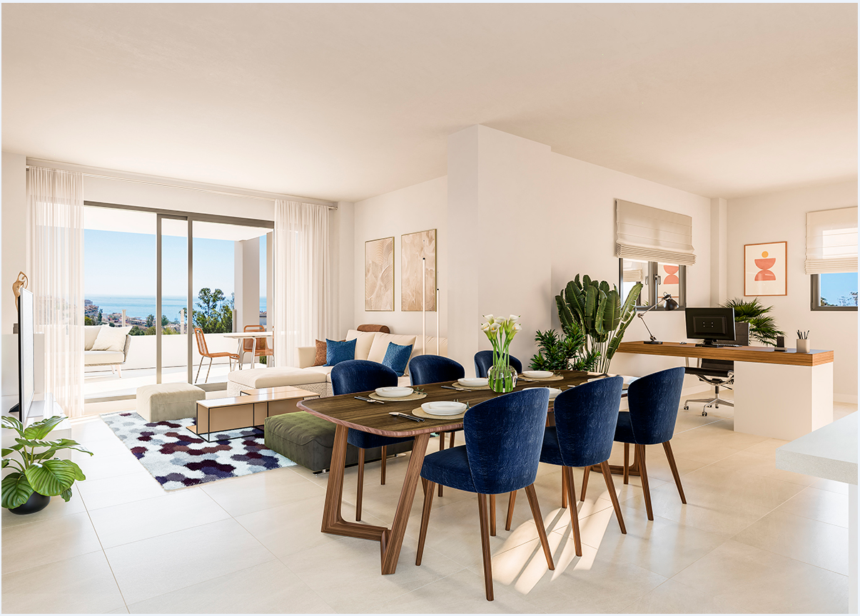 Sala d'estar de Apartament en venda en Benalmádena amb Calefacció, Terrassa i Piscina