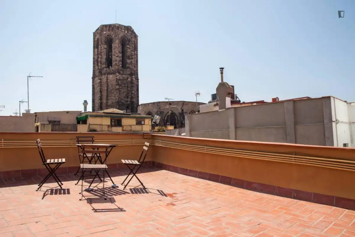 Terrace of Study for rent in Barcelona  with Heating, Furnished and Washing machine