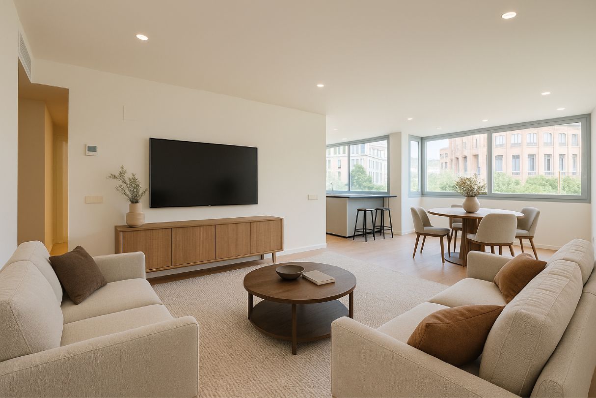 Sala d'estar de Pis en venda en Girona Capital amb Aire condicionat, Calefacció i Terrassa