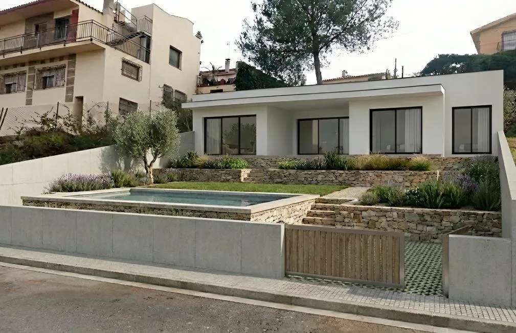 Vista exterior de Casa o xalet en venda en Rubí amb Jardí privat, Terrassa i Piscina