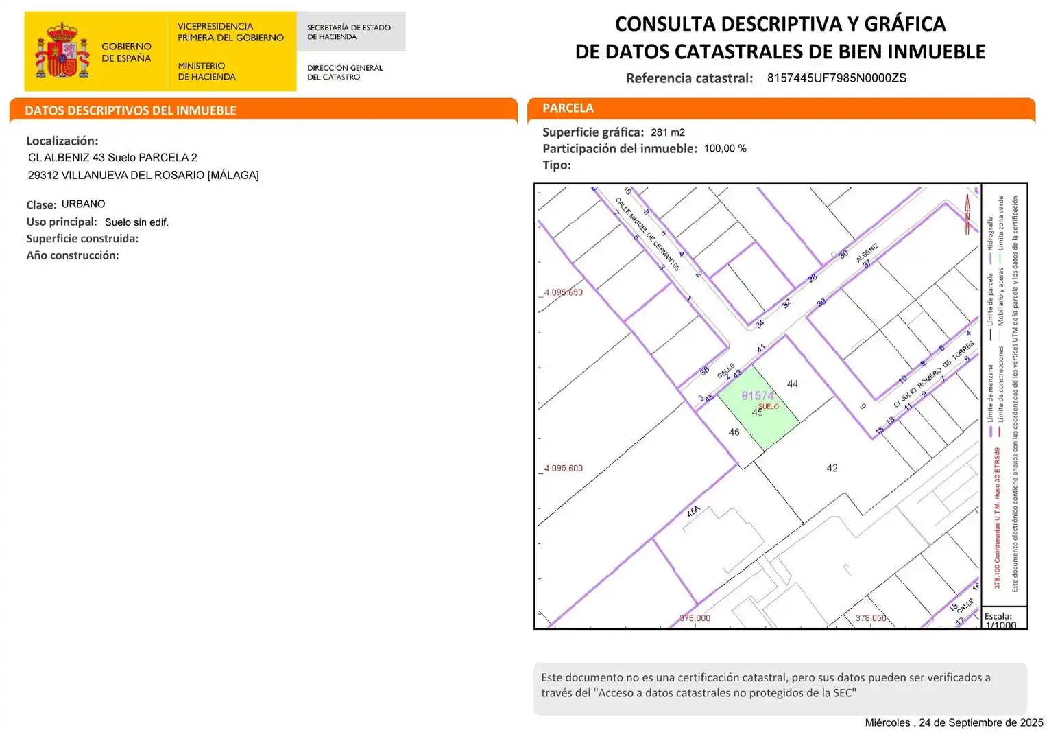 Residential land for sale in Calle ALBENIZ 43, imagen 8