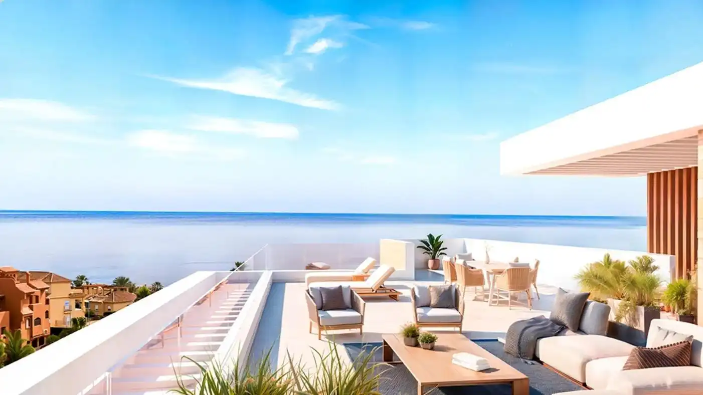 Terraza de Apartamento en venta en Estepona con Aire acondicionado, Jardín privado y Terraza